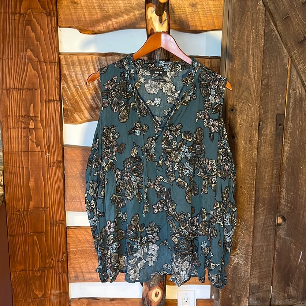 Miss Me Shoulderless Long Sleeve Shirt Blouse